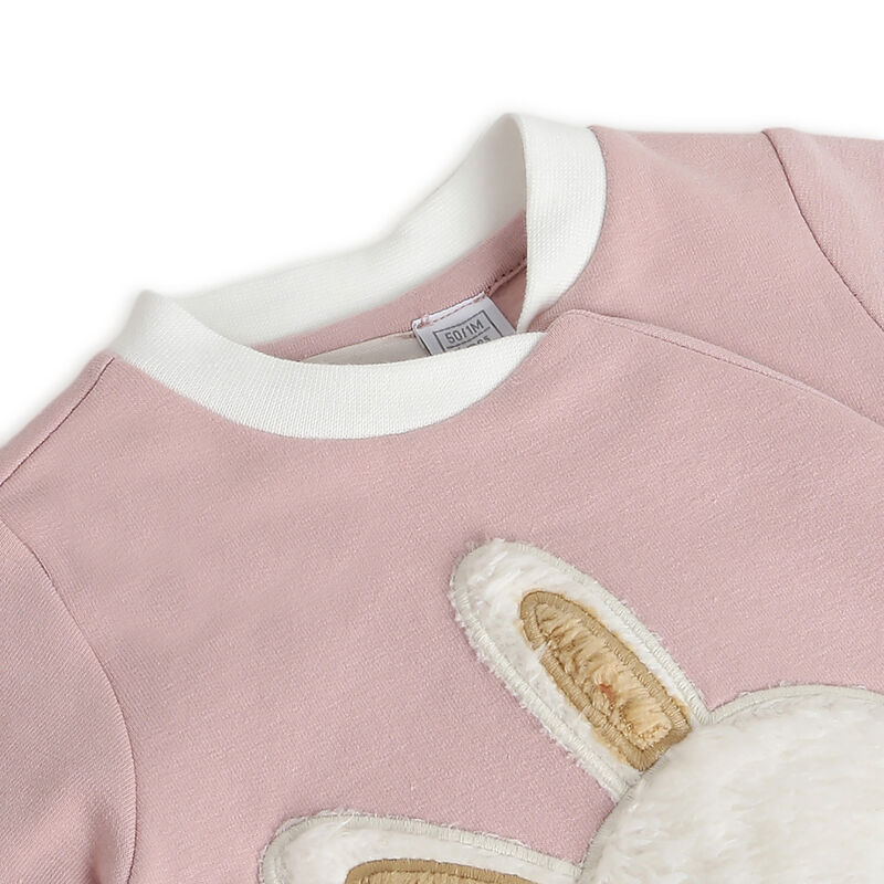 Girls Medium Pink Printed Front Opening Babysuit image number 2